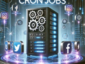 dall·e 2025 03 06 20.47.38 a futuristic digital concept representing automation and scheduling for an smm panel. the image includes a server with gears and clock icons symbolizi